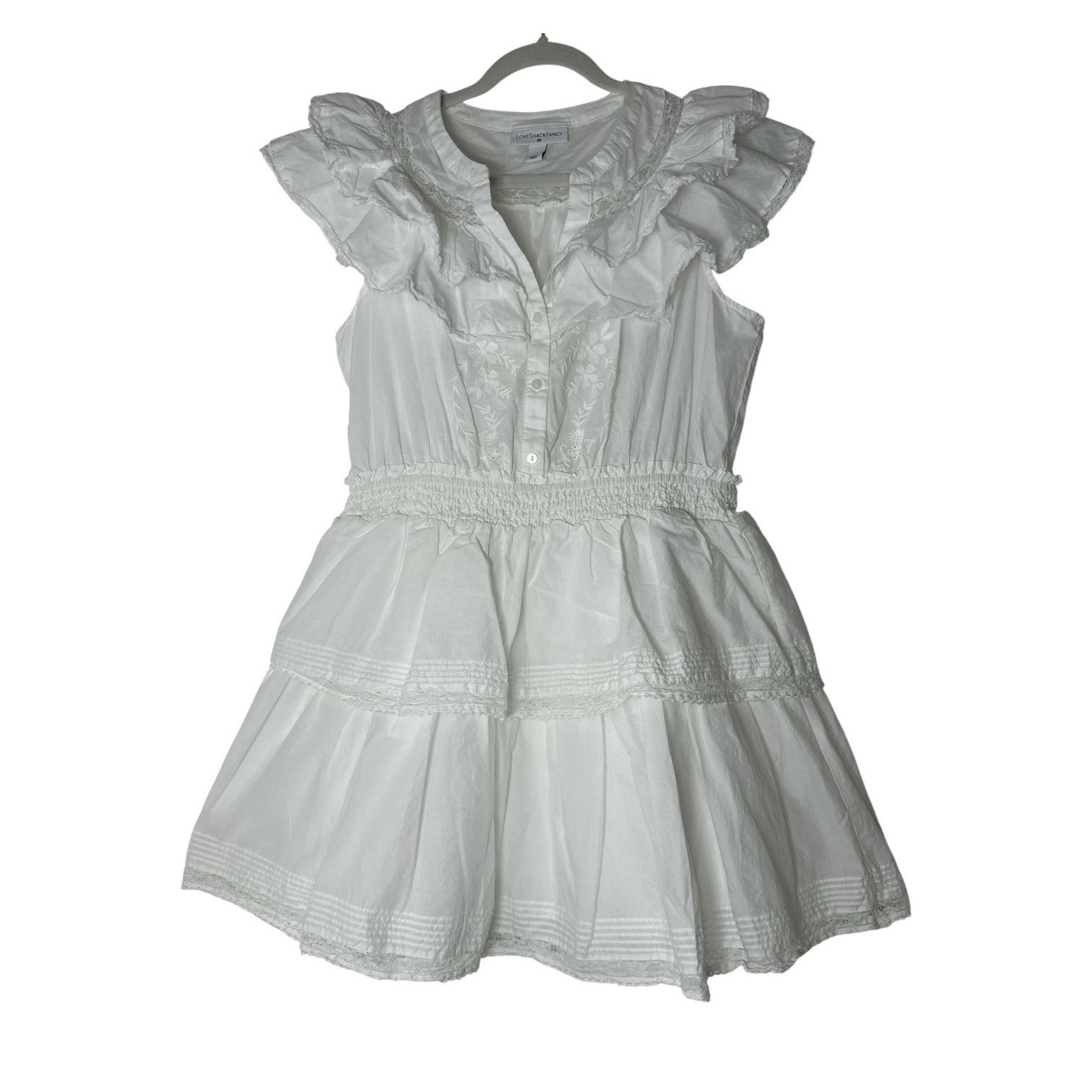 Loveshackfancy X Target Dress Women's Large Ruffle Tiered Mini Smocked Waist